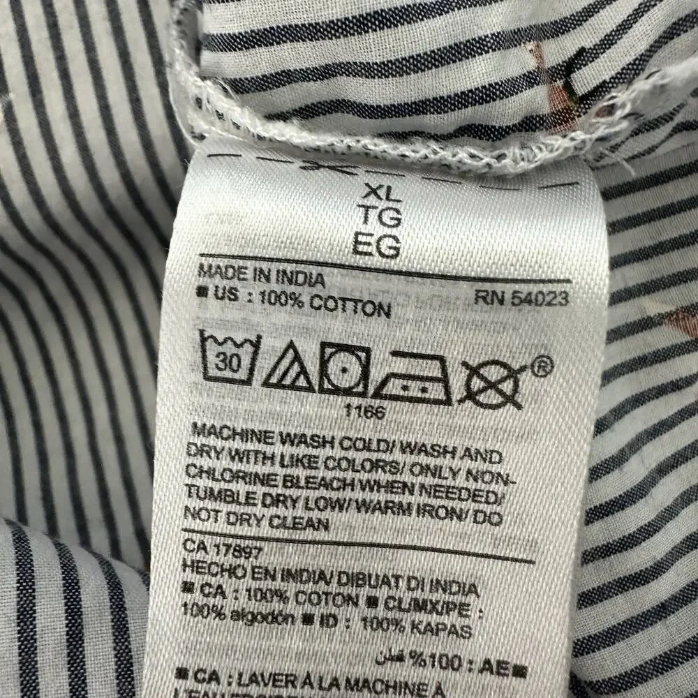 Old Navy The Classic Shirt Womens XL Blue White Striped Fox Print Preppy Top - Picture 11 of 12